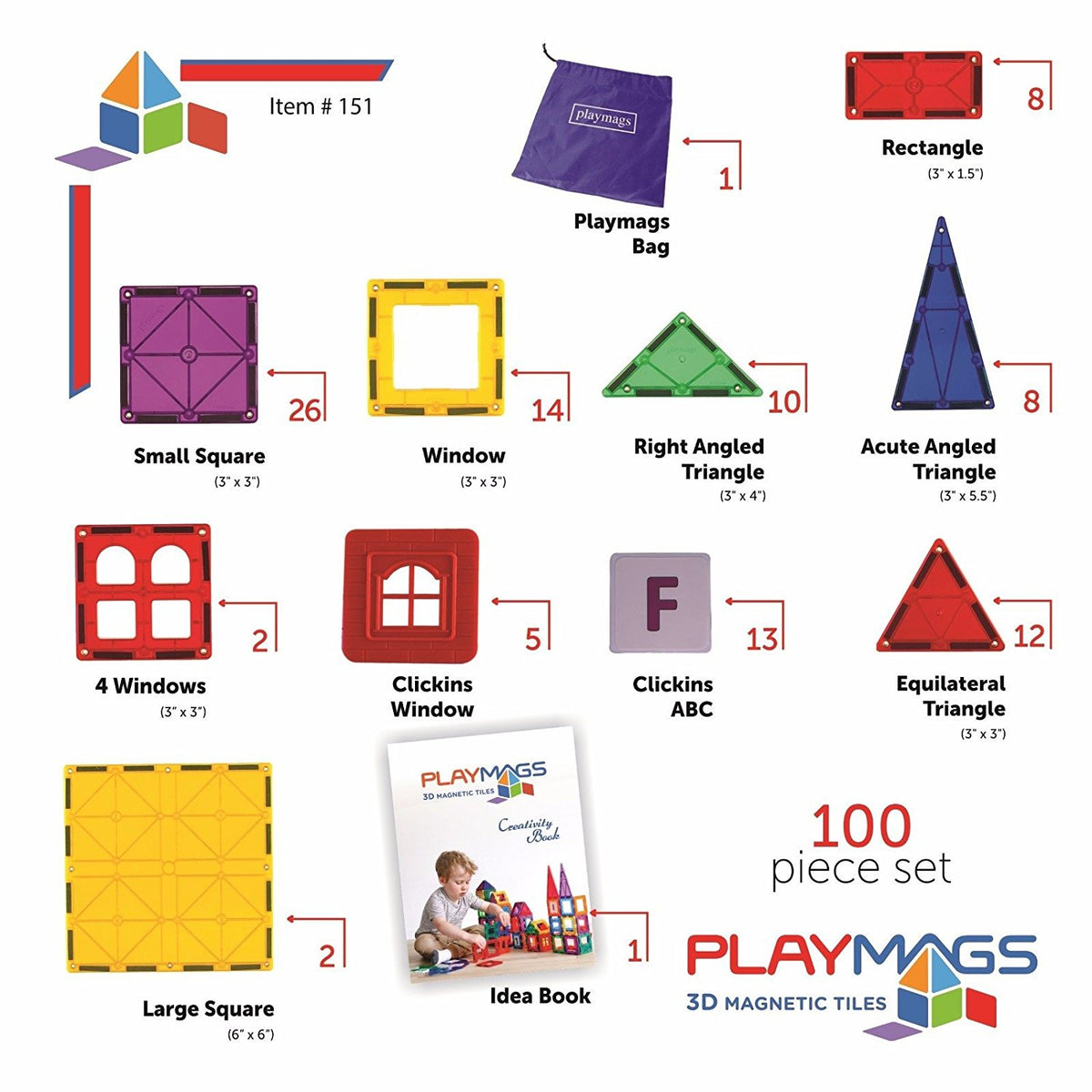 Playmags 100 piece hot sale set