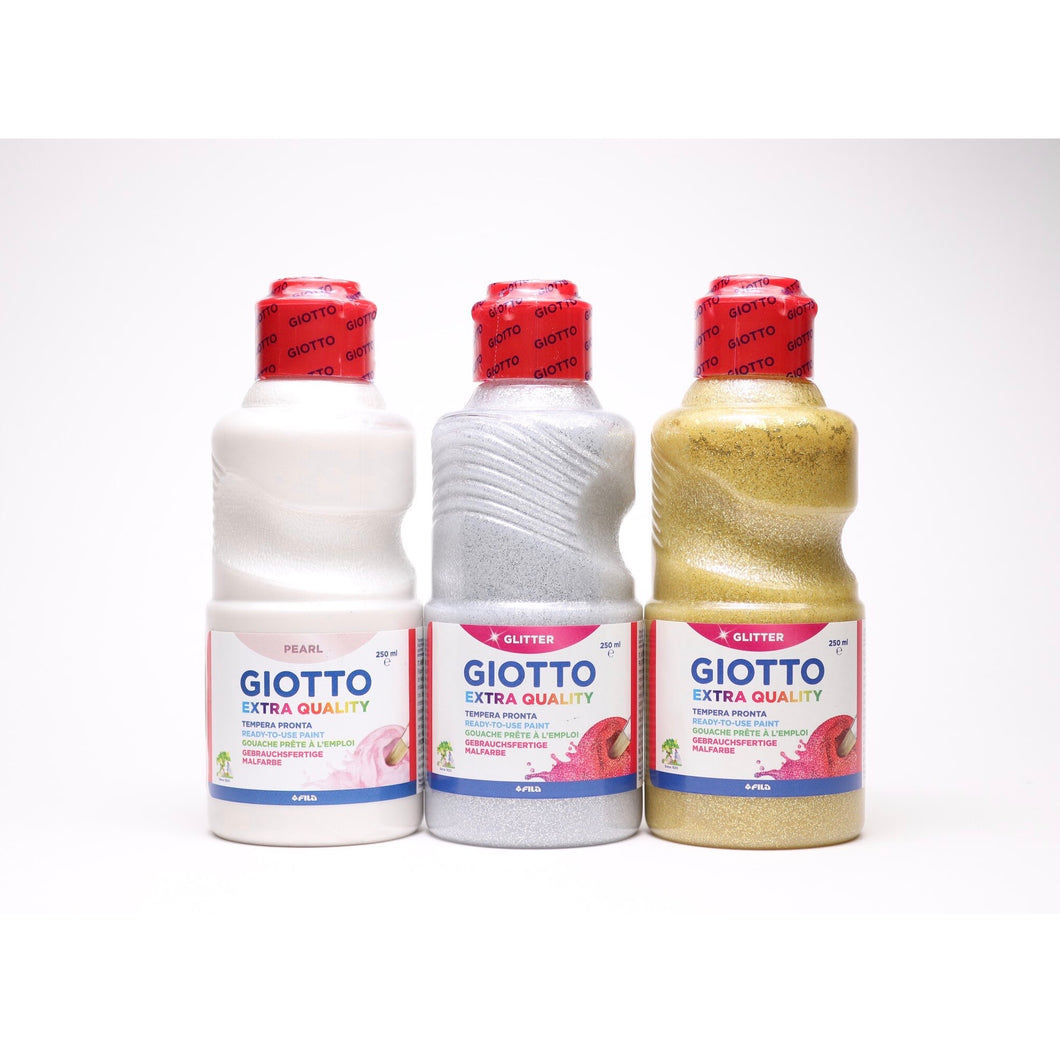 Giotto Extra Quality Paint (Glitter Silver, Gold & Pearl White)