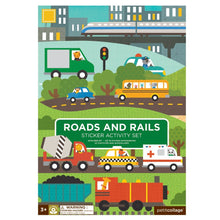 Load image into Gallery viewer, Petit Collage Roads &amp; Rails Sticker Activity Set