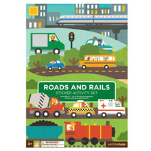 Load image into Gallery viewer, Petit Collage Roads & Rails Sticker Activity Set