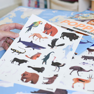 Poppik Giant Sticker Poster - Animals of the World