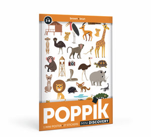 Poppik Mini Sticker Poster - Brown (Safari)
