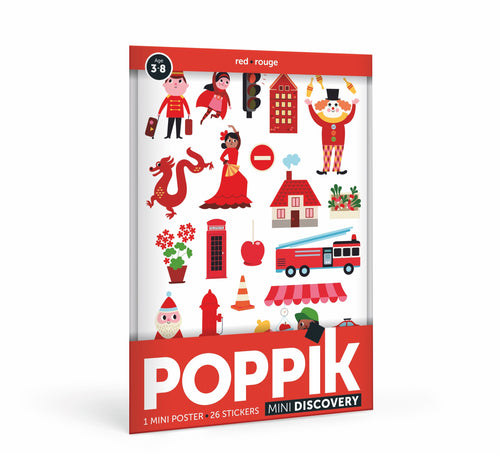 Poppik Mini Sticker Poster - Red (City)